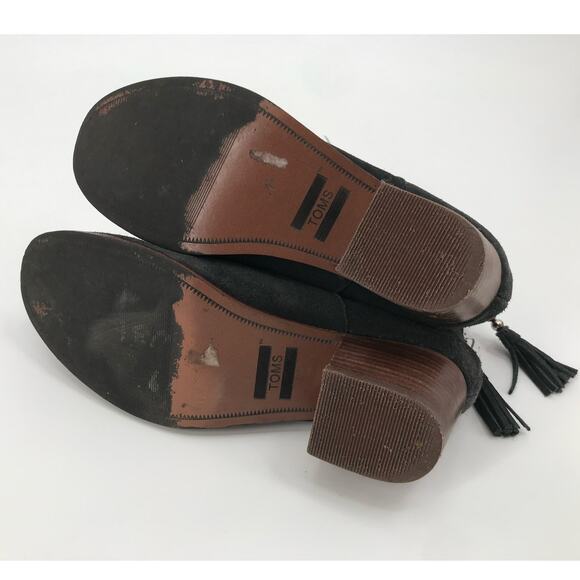 Toms Gray Suede Block Heel Back Zip Ankle Boots Size 7.5 - Picture 7 of 9
